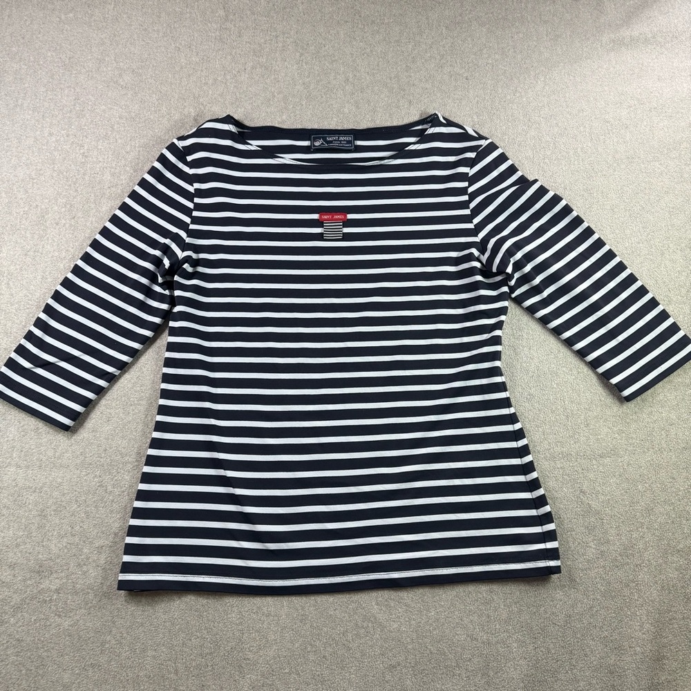 Saint James Women’s M Garde-Cote III Breton Striped Top UV Protection Navy/White